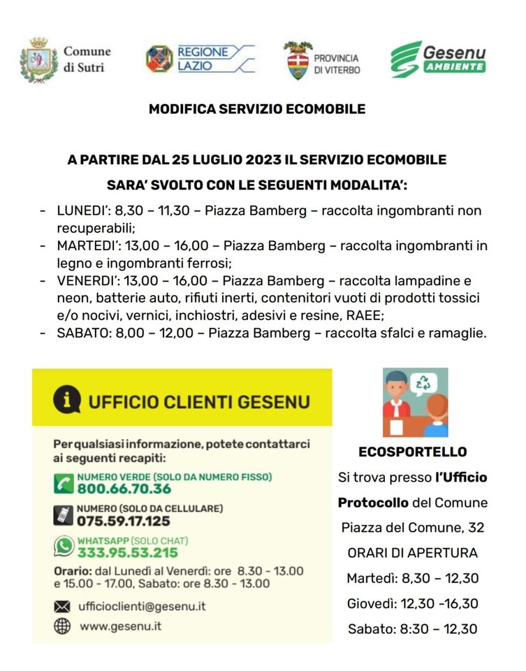 Modifica servizio ecomobile